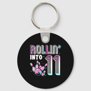 Bowler Rollin’ Into 11 Bowling 11th Birthday Kids Key Ring
