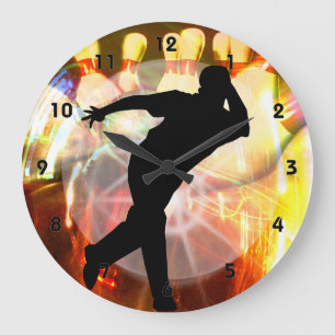 Bowler with Strike Explosion Large Clock