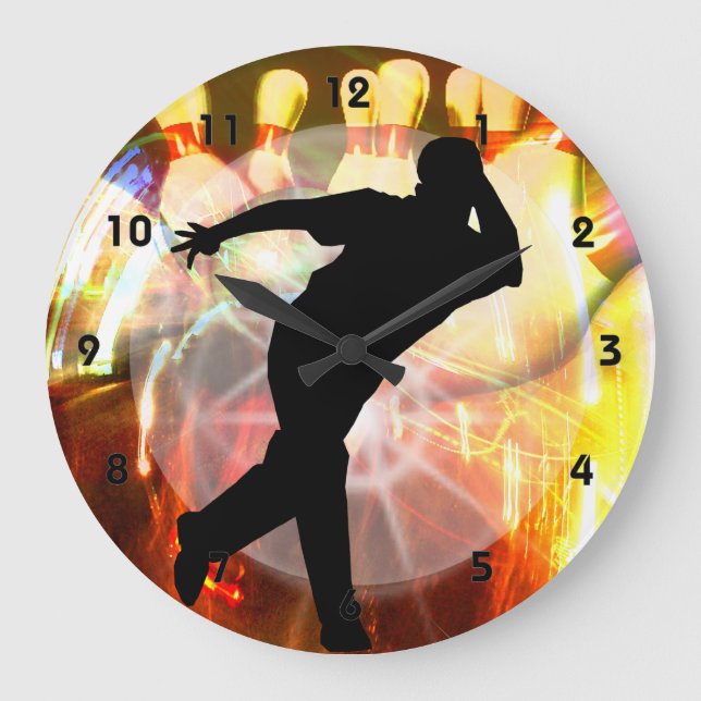 Bowler with Strike Explosion Large Clock (Front)