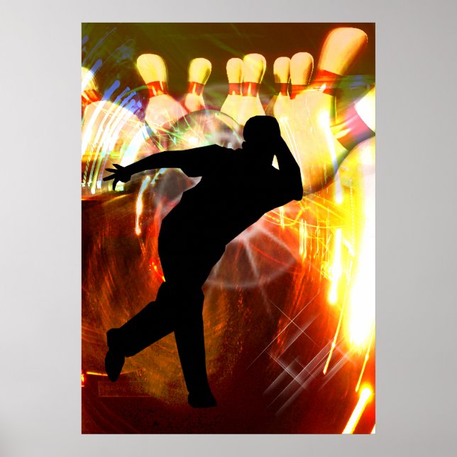 Bowler with Strike Explosion Poster (Front)