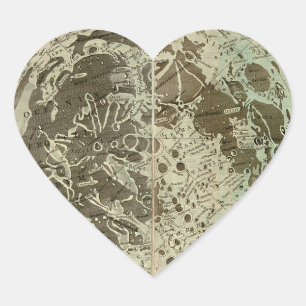 Bowles' Selenography or a Map of the Moon - 1780 Heart Sticker