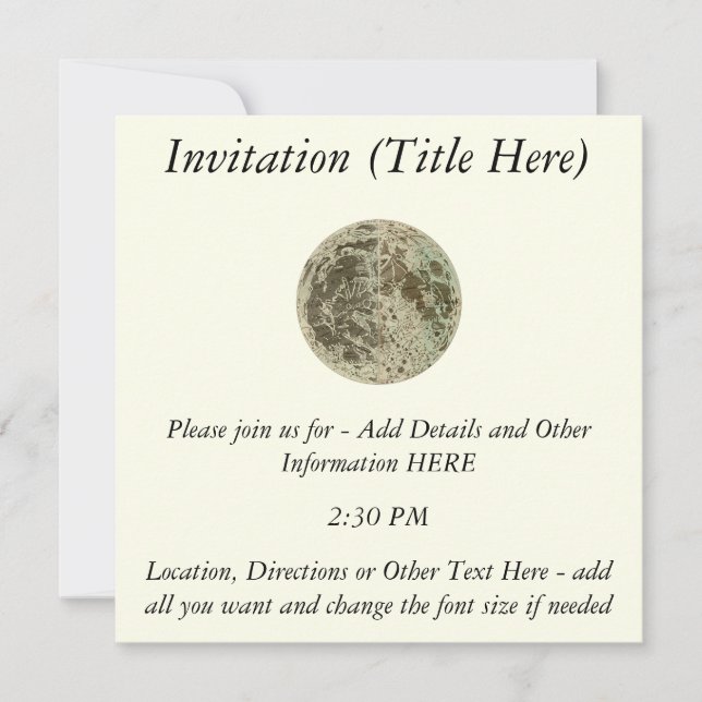 Bowles' Selenography or a Map of the Moon - 1780 Invitation (Front)