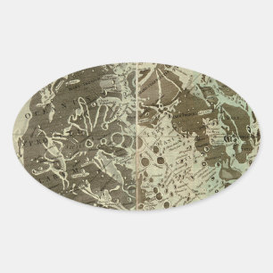 Bowles' Selenography or a Map of the Moon - 1780 Oval Sticker