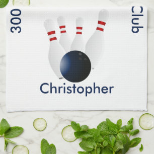 Bowling 300 Club Personalised Tea Towel
