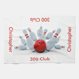 Bowling 300 Club Personalized Tea Towel
