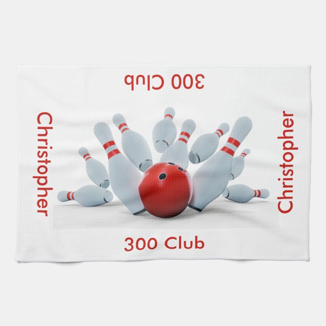 Bowling 300 Club Personalized Tea Towel (Horizontal)