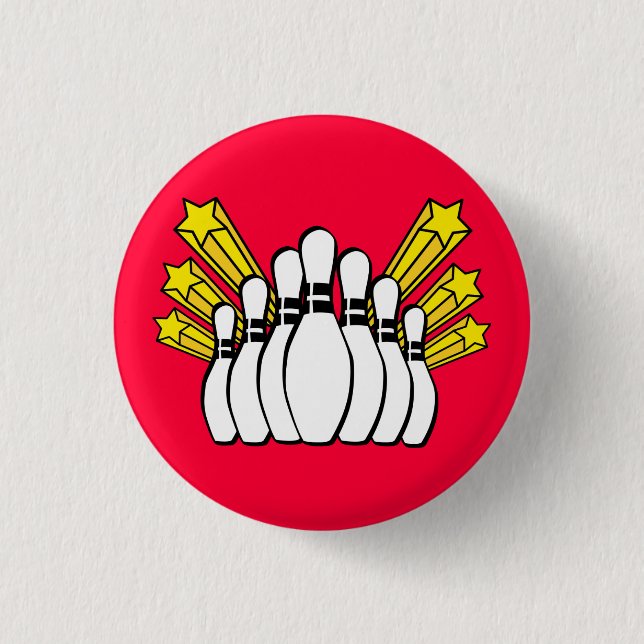Bowling 3 Cm Round Badge (Front)