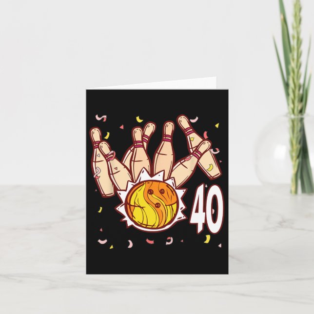 Bowling 40th Birthday Bowling Theme 40 Year Old Fu Card (Front)