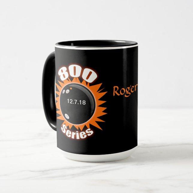 Bowling 800 High Series Orange and Black Mug (Front Left)