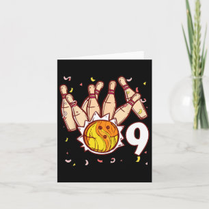 Bowling 9th Birthday Bowling Theme 9 Year Old Funn Card