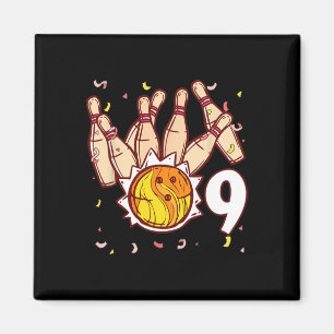 Bowling 9th Birthday Bowling Theme 9 Year Old Funn Magnet