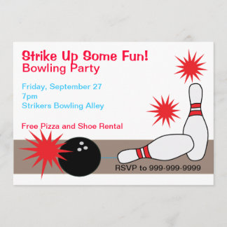 Bowling Alley Party Customisable Invitation