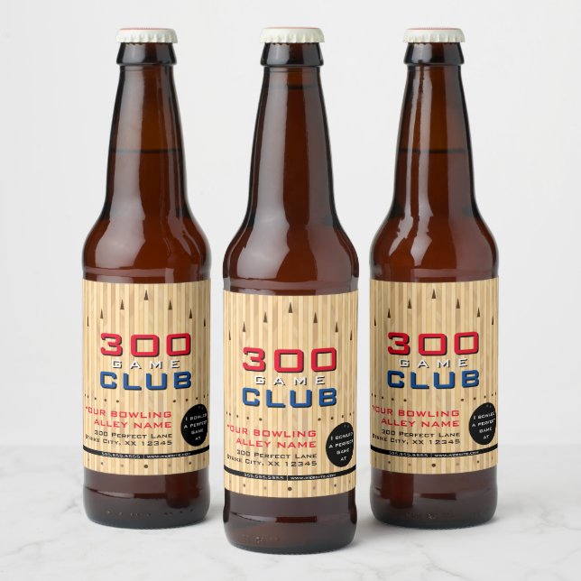 Bowling Alley Promotional 300 Game Milestone Beer  Beer Bottle Label (Bottles)