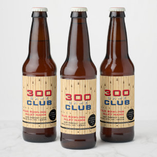 Bowling Alley Promotional 300 Game Milestone Beer Bottle Label