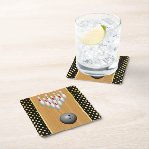 Bowling alley square paper coaster