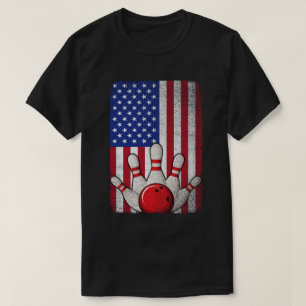 Bowling American Flag 4th of July For Bowler  T-Shirt