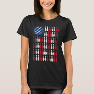 Bowling American Flag 4th of July Men Women Patrio T-Shirt