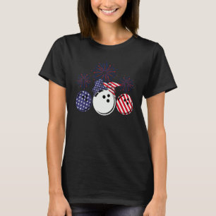 Bowling American Flag Firework Patriotic 4th Of Ju T-Shirt