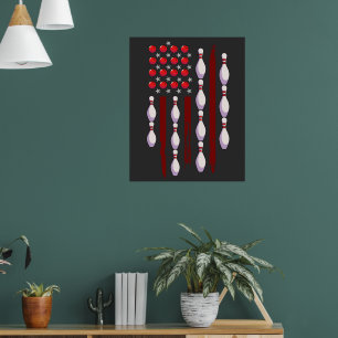 Bowling American Flag Poster