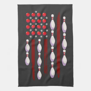 Bowling American Flag Tea Towel