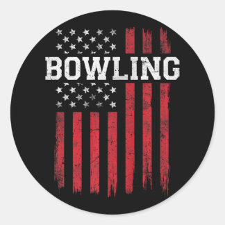 Bowling American Flag USA Patriot Patriotic Bowler Classic Round Sticker
