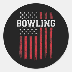 Bowling American Flag USA Patriot Patriotic Bowler Classic Round Sticker