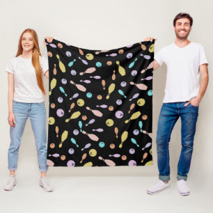 Bowling and Ball Pattern Fleece Blanket