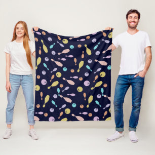 Bowling and Ball Pattern Fleece Blanket
