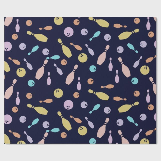Bowling and Ball Pattern Wrapping Paper (Flat)