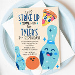 Bowling and Pizza Birthday Party Invitation<br><div class="desc">A bowling and pizza-themed birthday party invitation for kids. Any age can be used! Easily customise the party details to make the invitation your own.</div>