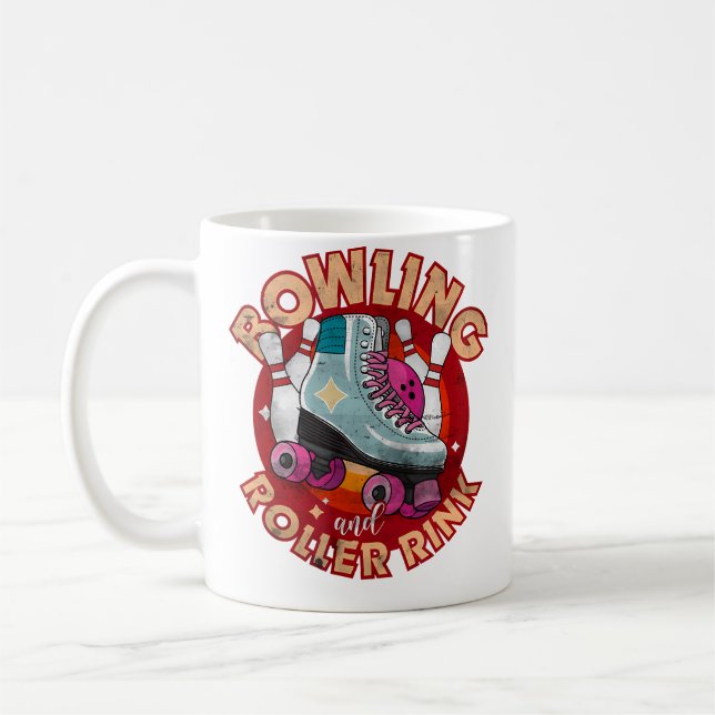 Bowling And Roller Rink 80'S Roller Disco Skating  Coffee Mug (Left)