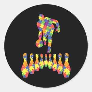 Bowling Autism Awareness Tee For Autism Awareness  Classic Round Sticker