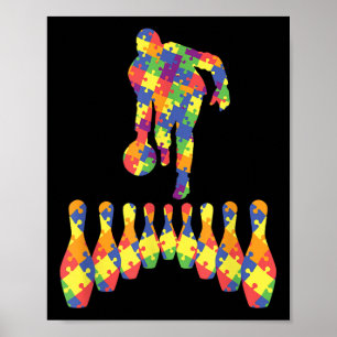 Bowling Autism Awareness Tee For Autism Awareness Poster