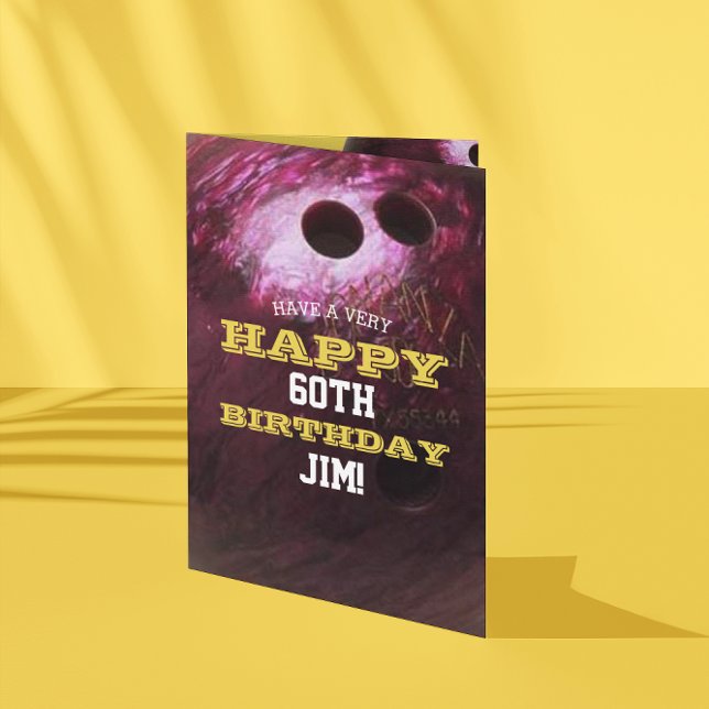 Bowling Ball Add Your Name and Year Birthday Card (Creator Uploaded)