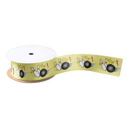 Bowling Ball and Pins 1.5 Inches Satin Ribbon