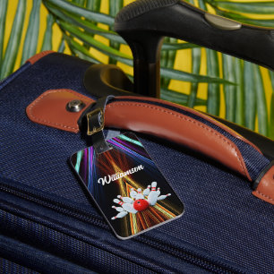 Bowling - Ball and Pins - a Strike - personalise Luggage Tag