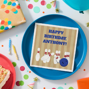 Bowling Ball and Pins Bowling Birthday Party Napkin