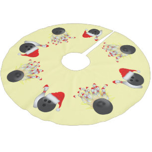 Bowling Ball and Pins Christmas Brushed Polyester Tree Skirt