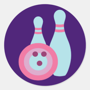 Bowling Ball and Pins Classic Round Sticker