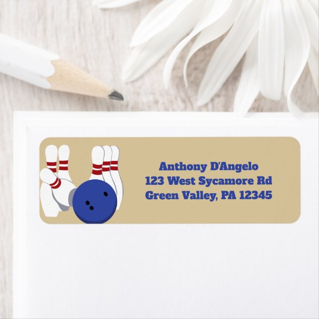 Bowling Ball and Pins Custom Return Address Label (Insitu)