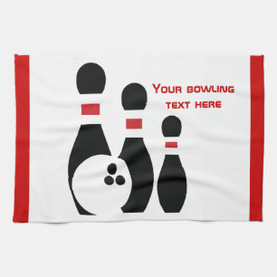 Bowling ball and pins custom tea towel
