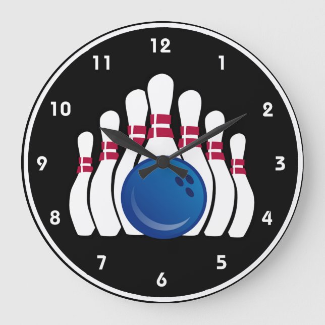 Bowling Ball and Pins Design Wall Clock (Front)