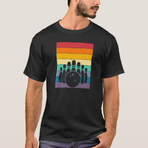 Bowling Ball And Pins Distressed Vintage Retro Sty T-Shirt