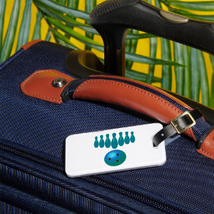 Bowling Ball and Pins Fun Sports Luggage Tag