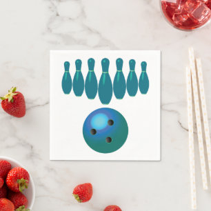 Bowling Ball and Pins Fun Sports Napkin