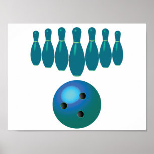 Bowling Ball and Pins Fun Sports Poster