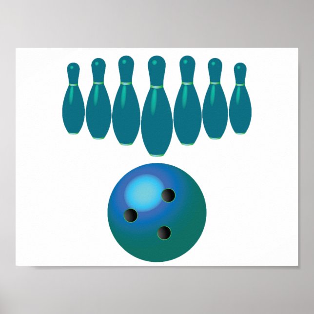Bowling Ball and Pins Fun Sports Poster (Front)