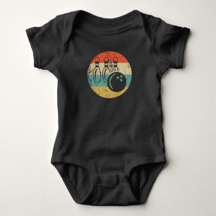 Bowling Ball and Pins Icon Retro Bowling Baby Bodysuit