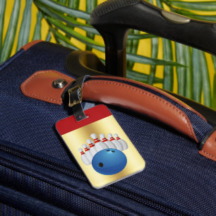 Bowling -- Ball and Pins personalise name/address Luggage Tag