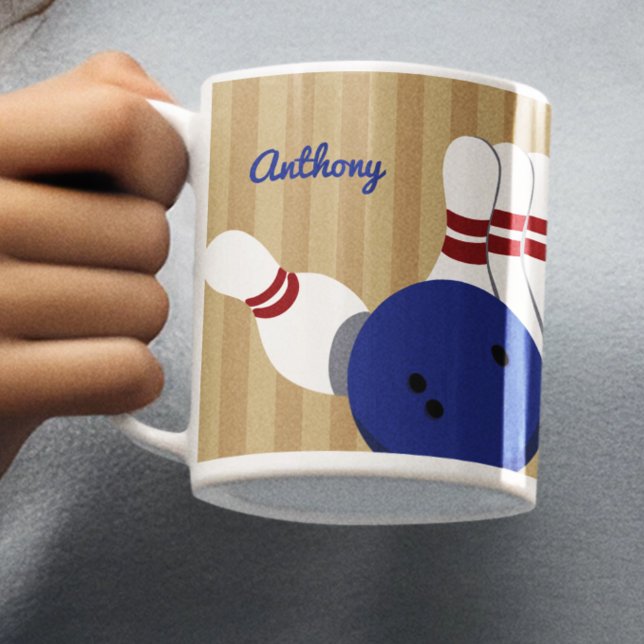 Bowling Ball and Pins Personalised Coffee Mug (Creator Uploaded)